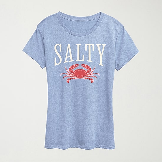 Salty Crab Womens Crew Neck Short Sleeve Regular Fit Graphic T-Shirt