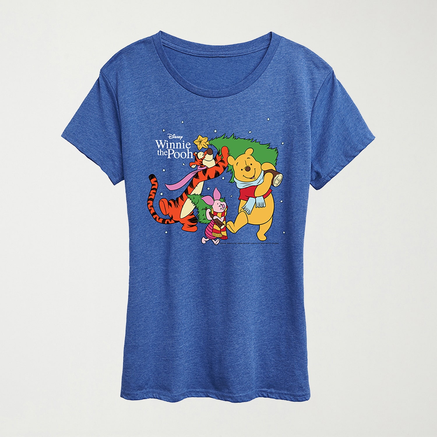 Christmas Womens Crew Neck Short Sleeve Regular Fit Winnie The Pooh Graphic T-Shirt