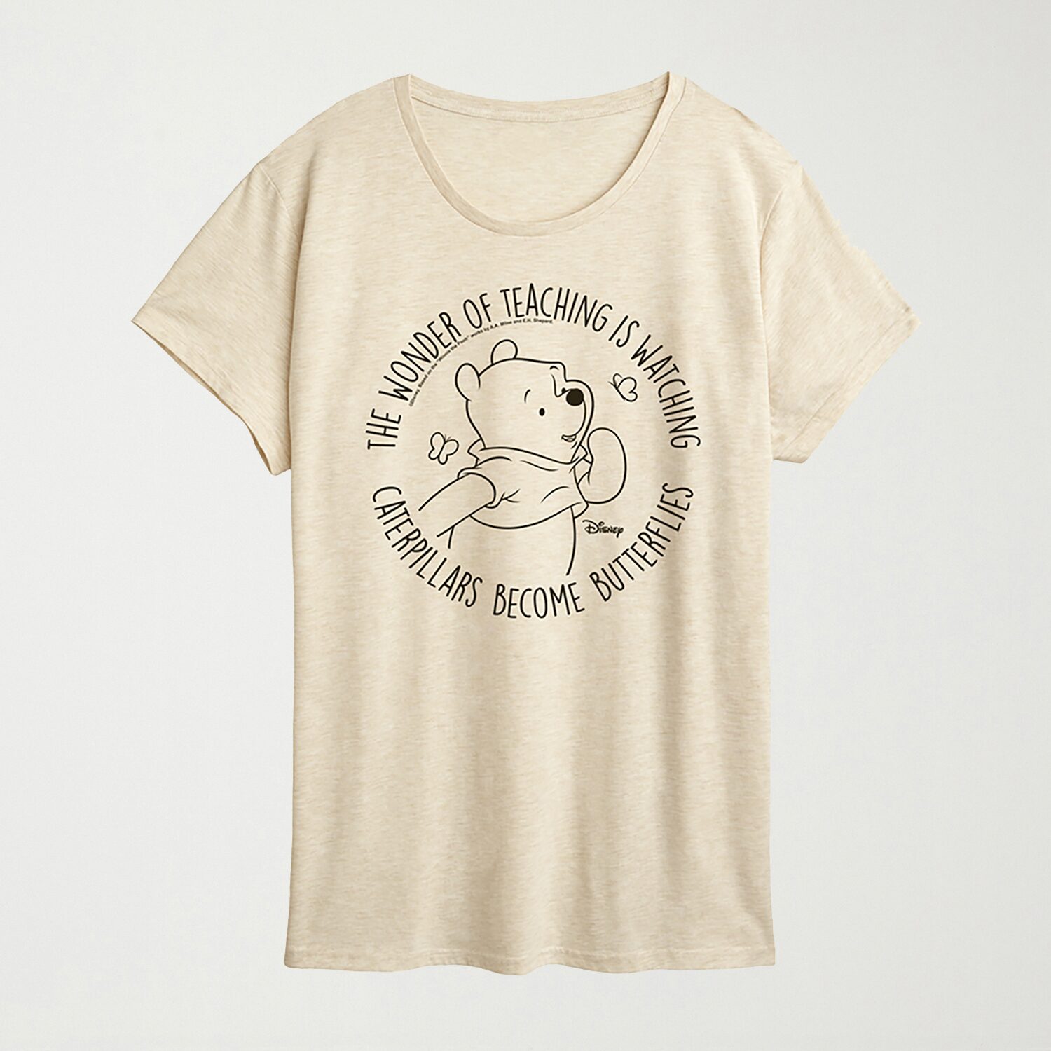 The Wonder Of Teaching Womens Crew Neck Short Sleeve Regular Fit Winnie Pooh Graphic T-Shirt