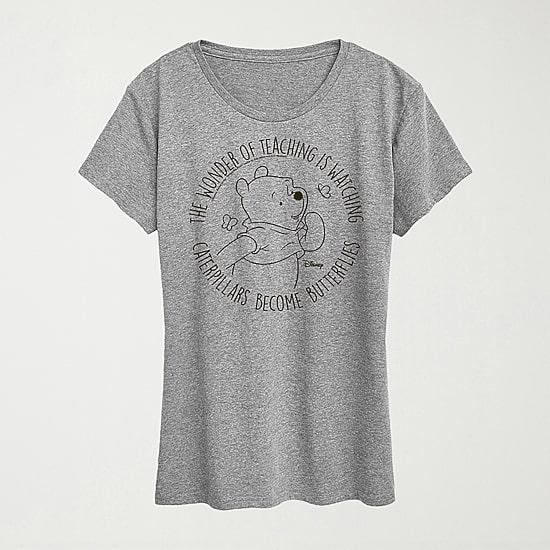 The Wonder Of Teaching Womens Crew Neck Short Sleeve Regular Fit Winnie The Pooh Graphic T-Shirt