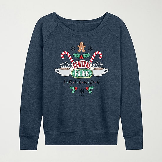Holiday Central Perk Womens Crew Neck Long Sleeve Friends Pullover Sweater