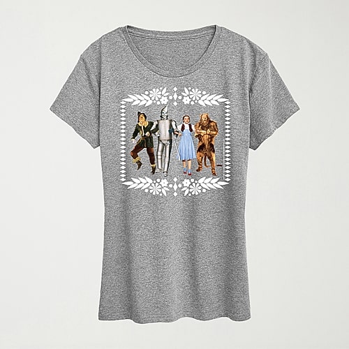 Hybrid Tees oz Group White Border Womens Crew Neck Short Sleeve Regular Fit The Wizard Of oz Graphic T-shirt In Gray