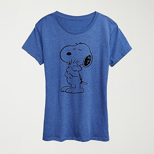 Hybrid Tees Loves Womens Crew Neck Short Sleeve Regular Fit Peanuts Snoopy Graphic T-shirt In Blue