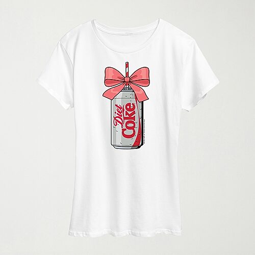 Hybrid Tees Bow Diet Coke Womens Crew Neck Short Sleeve Regular Fit Graphic T-shirt In White