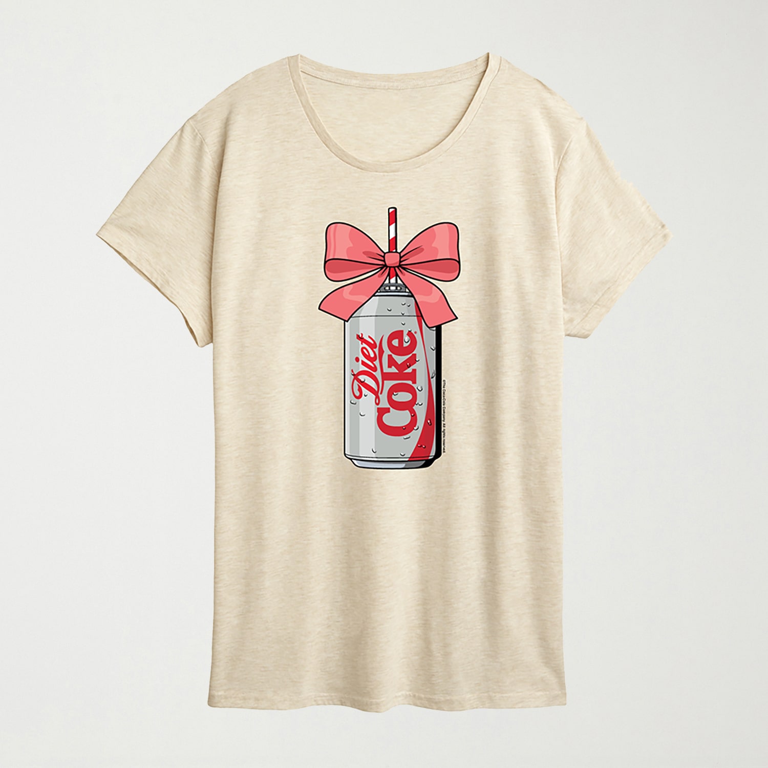 Bow Diet Coke Womens Crew Neck Short Sleeve Regular Fit Graphic T-Shirt