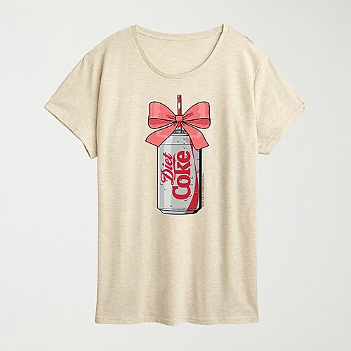 Bow Diet Coke Womens Crew Neck Short Sleeve Regular Fit Graphic T-Shirt, X-large, Beige