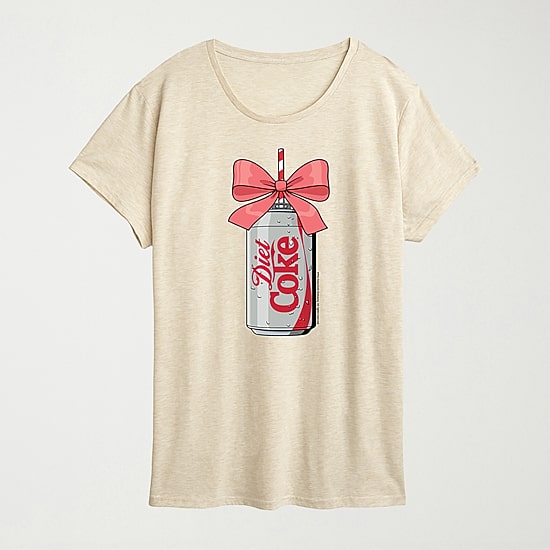 Bow Diet Coke Womens Crew Neck Short Sleeve Regular Fit Graphic T-Shirt