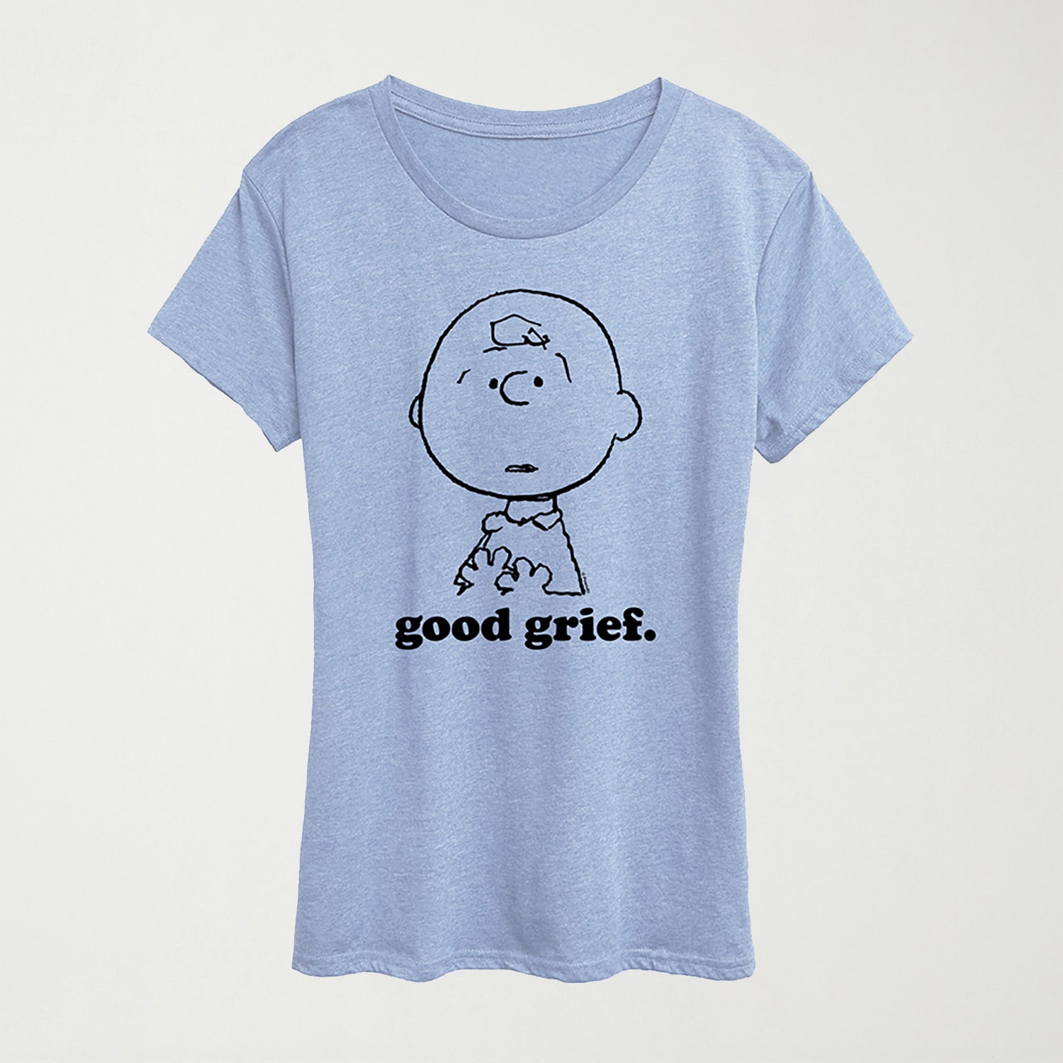 Good Grief Charlie Brown Face Womens Crew Neck Short Sleeve Regular Fit Peanuts Graphic T-Shirt