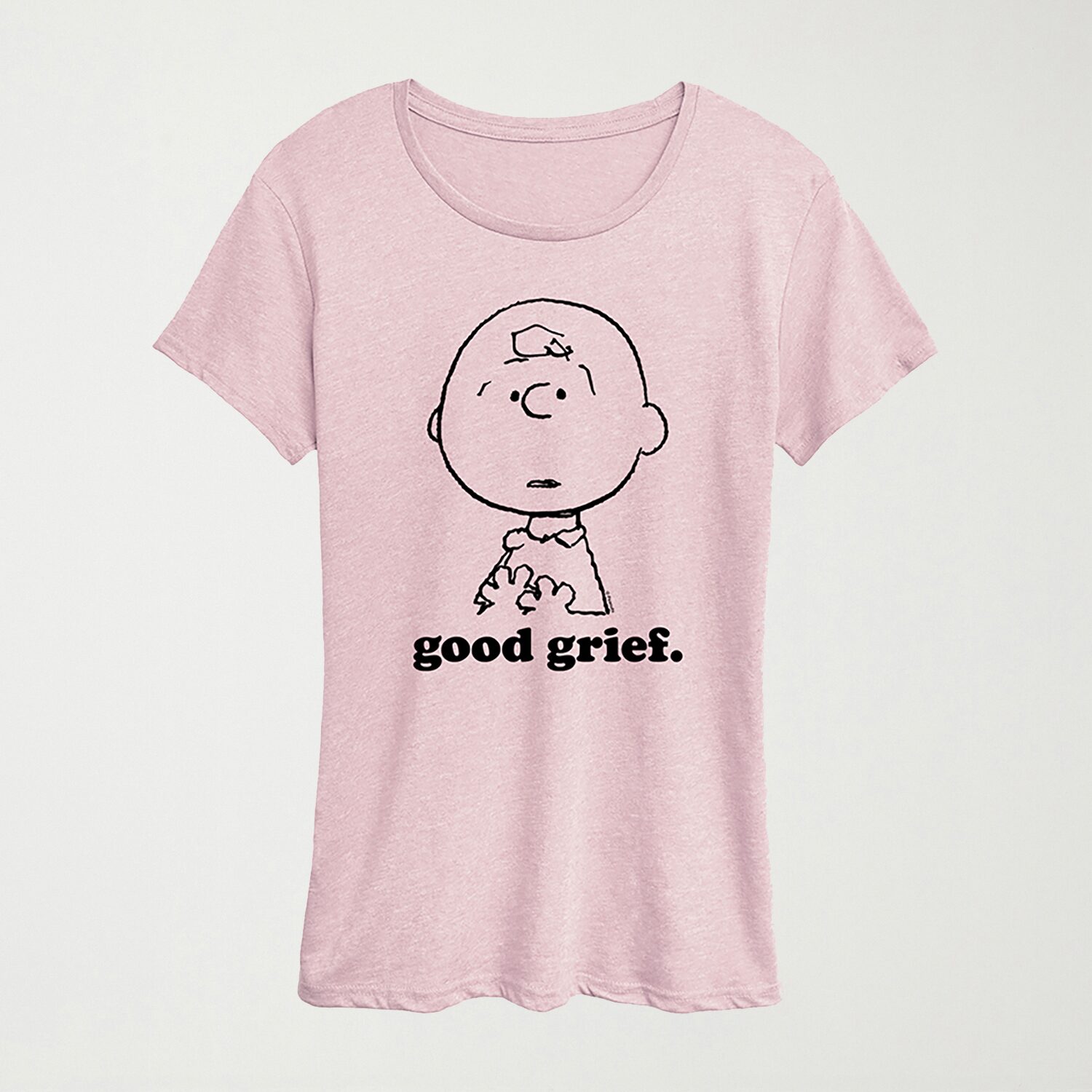 Good Grief Charlie Brown Face Womens Crew Neck Short Sleeve Regular Fit Peanuts Graphic T-Shirt