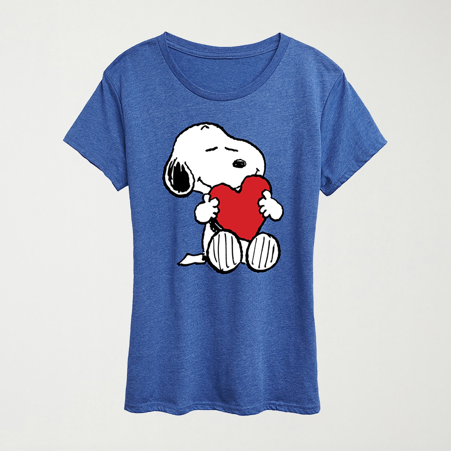Hugging Heart Womens Crew Neck Short Sleeve Regular Fit Peanuts Snoopy Graphic T-Shirt