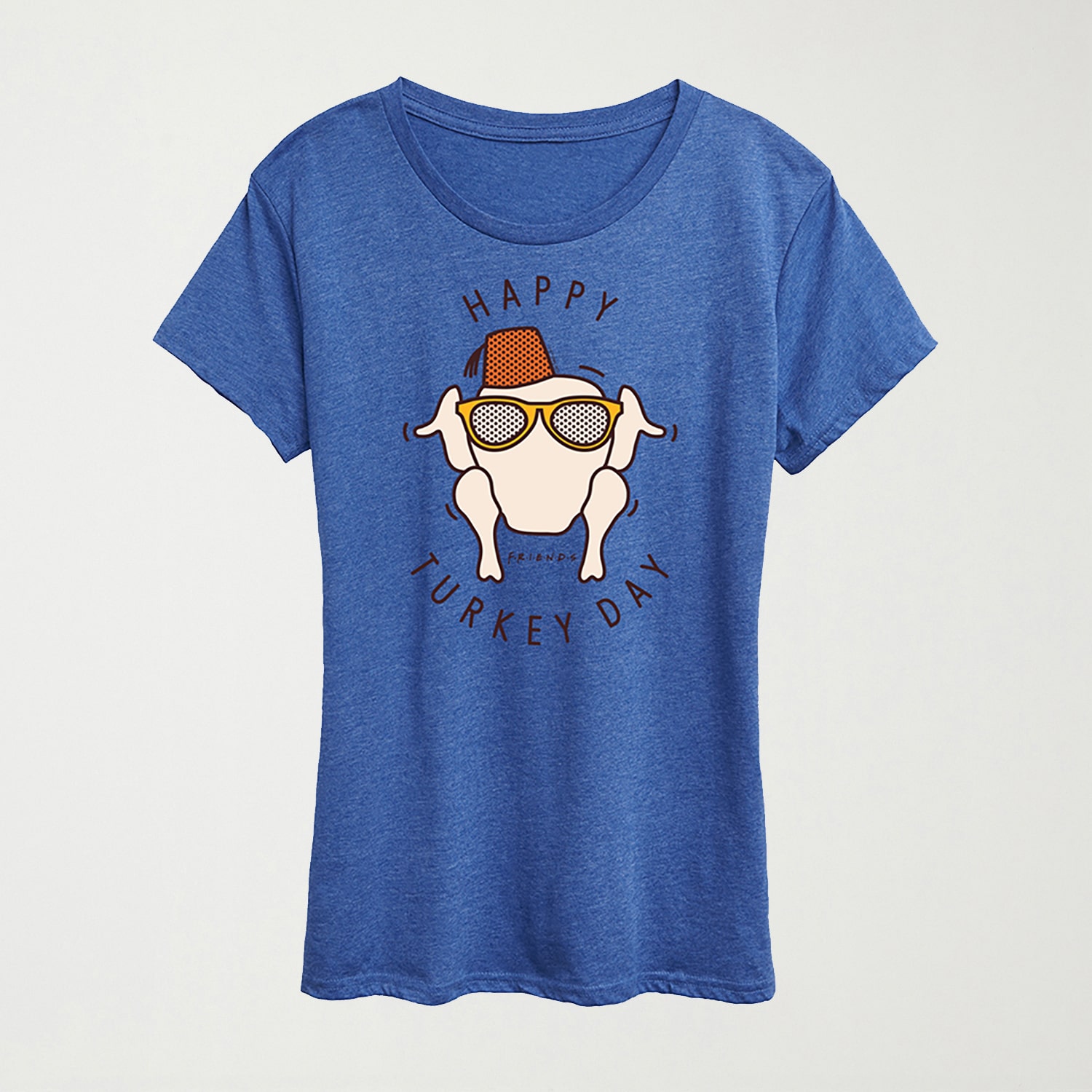 Happy Turkey Day Womens Crew Neck Short Sleeve Regular Fit Friends Graphic T-Shirt