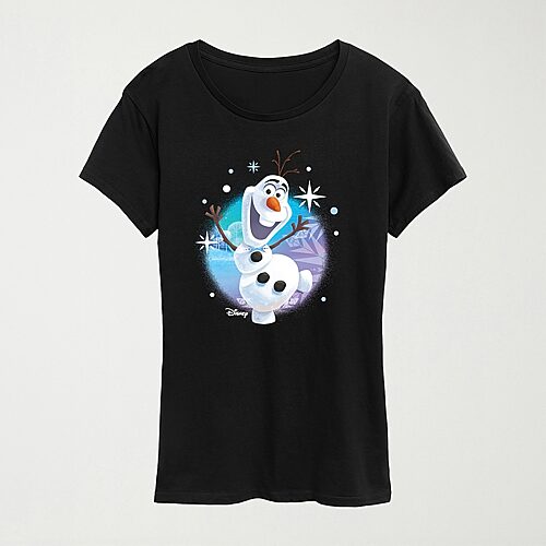 Hybrid Tees This Snowman Can Womens Crew Neck Short Sleeve Regular Fit Frozen Olaf Graphic T-shirt In Black