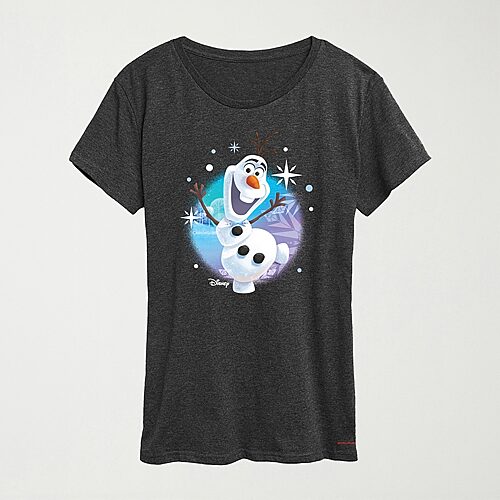 Hybrid Tees This Snowman Can Womens Crew Neck Short Sleeve Regular Fit Frozen Olaf Graphic T-shirt In Gray
