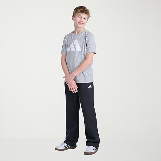 adidas Big Kid Boys Drawstring Waist Straight Mid Rise Regular Fit Fleece Jogger Pant