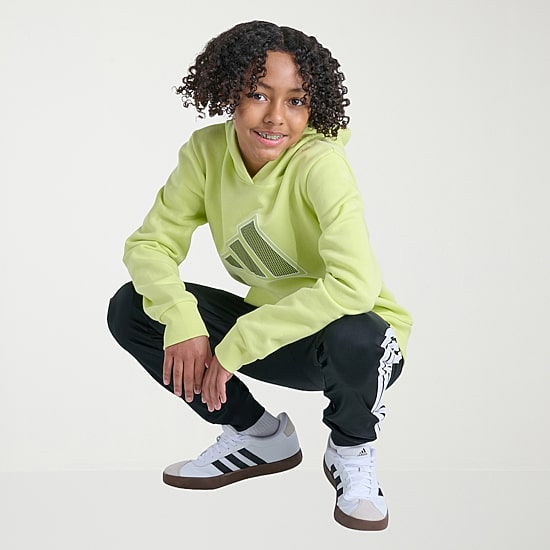adidas Big Kid Boys Long Sleeve Fleece Active Hoodie
