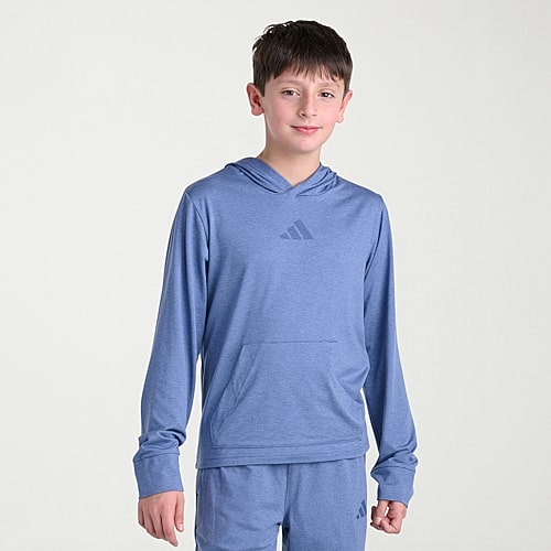 adidas Big Kid Boys Long Sleeve Fleece Active Hoodie, X-large (18-20), Blue