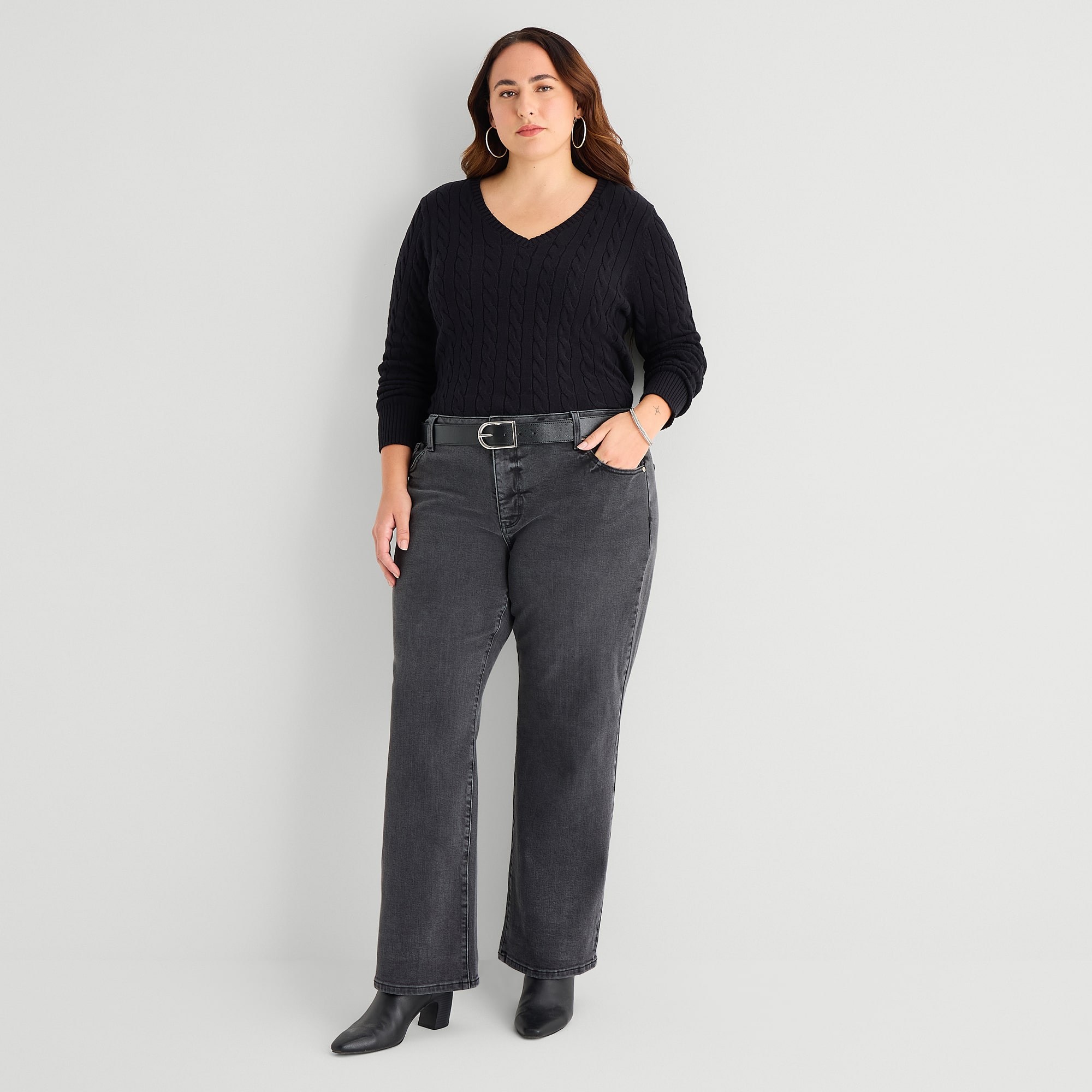 St. John's Bay Womens Plus Mid Rise Straight Leg Jean