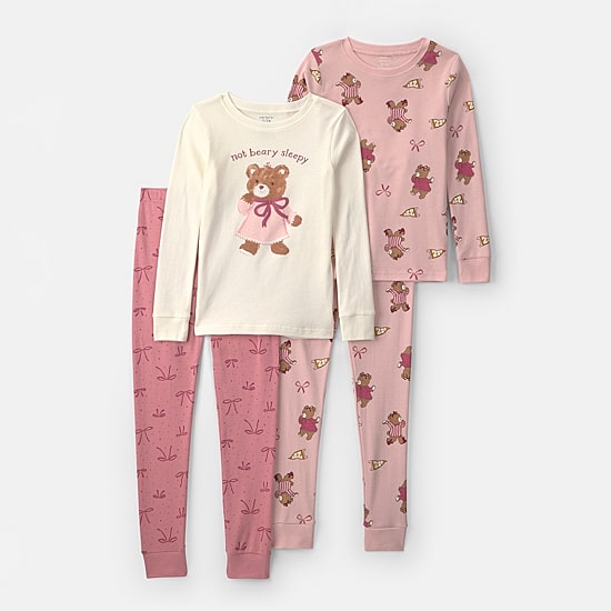Carter's Varsity Little & Big Kid Girls Crew Neck Long Sleeve 4-pc. Pajama Set