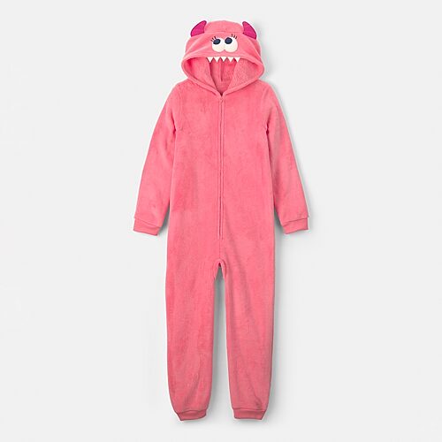Carter's Monster Little & Big Kid Girls Long Sleeve One Piece Pajama In Pink