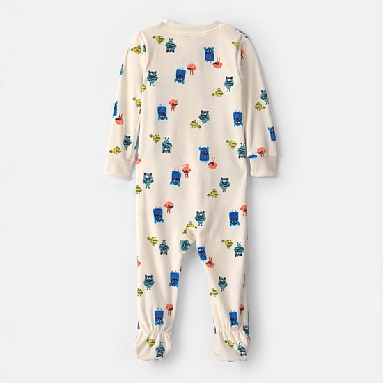 Carter's Dreamplush Monster Toddler Boys Footed Crew Neck Long Sleeve Footed Pajamas