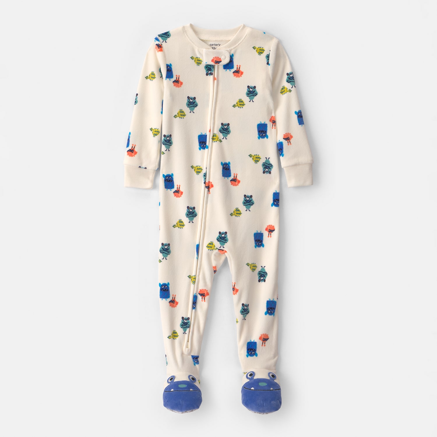 Carter's Dreamplush Monster Toddler Boys Footed Crew Neck Long Sleeve Pajamas