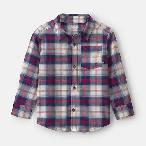 Oshkosh Babies' Toddler Boys Long Sleeve Fitted Regular Fit Button-down Shirt In Blue