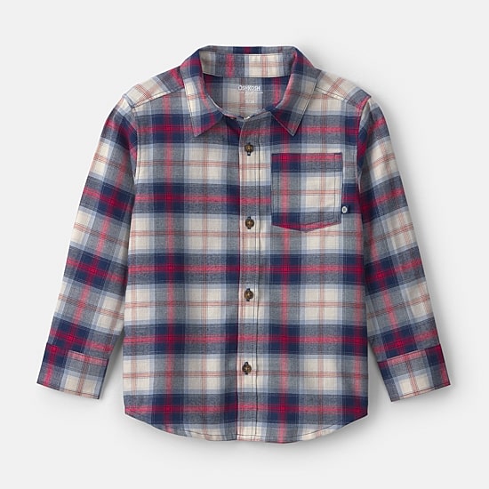 Oshkosh Toddler Boys Long Sleeve Fitted Regular Fit Button-Down Shirt
