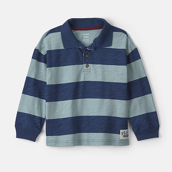 Carter's Toddler Boys Long Sleeve Regular Fit Polo Shirt