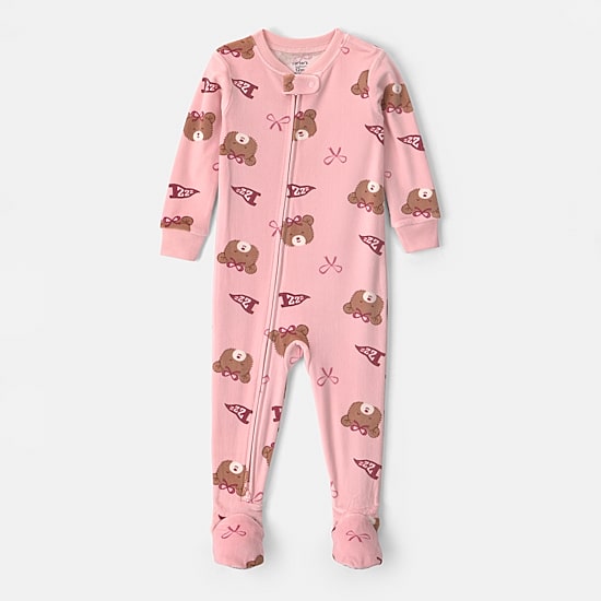 Carter's Dreamplush Toddler Girls Footed Crew Neck Long Sleeve Footed Pajamas