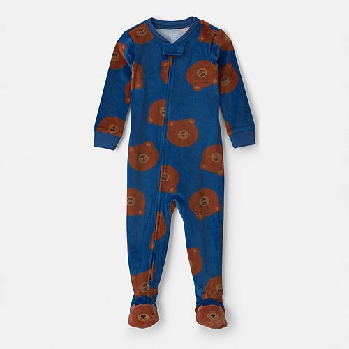 Carter's Babies' Dreamplush Toddler Boys Footed Crew Neck Long Sleeve Footed Pajamas In Blue