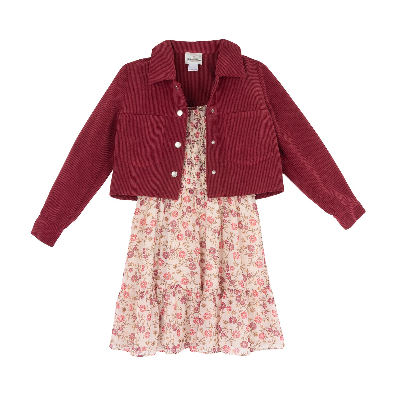 Rare Editions Big Kid Girls Easy-on + Easy-off Puffed Floral 2-pc. Dress Set