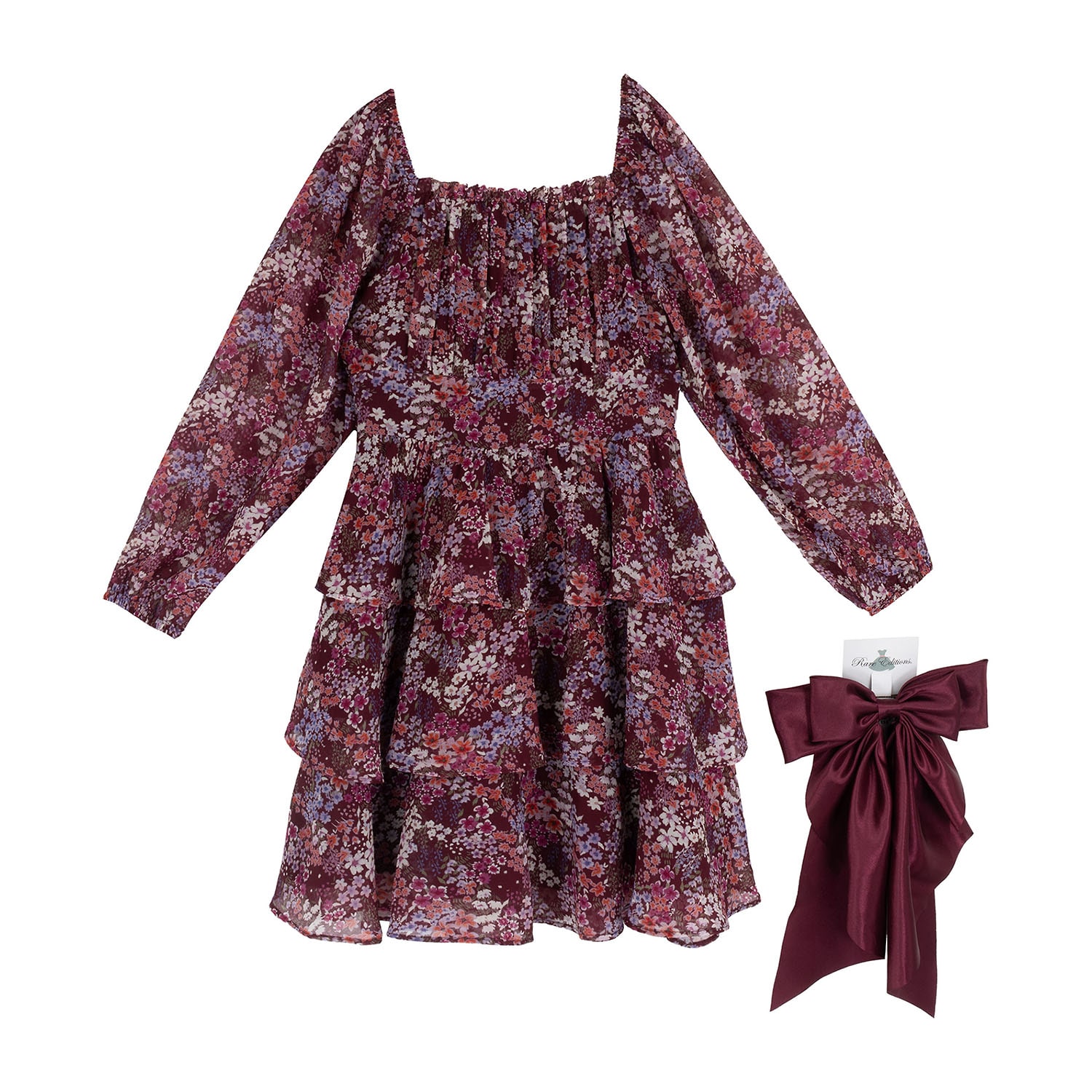 Rare Editions Big Kid Girls Balloon Long Sleeve Fit + Flare Dress