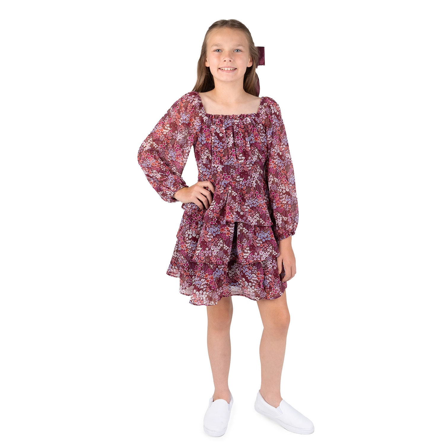 Rare Editions Big Kid Girls Balloon Long Sleeve Fit + Flare Dress
