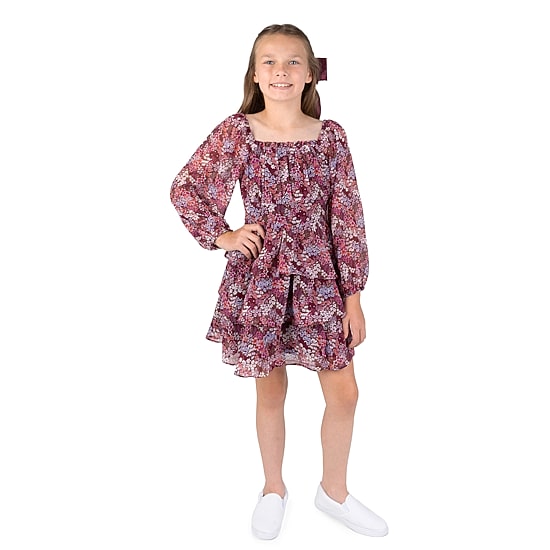 Rare Editions Big Kid Girls Balloon Long Sleeve Fit + Flare Dress