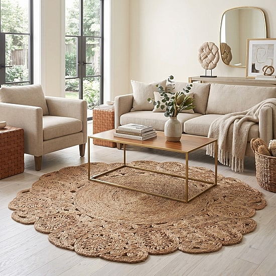 Brynn Frey Floral Braided Stain Resistant Indoor Round Area Rug