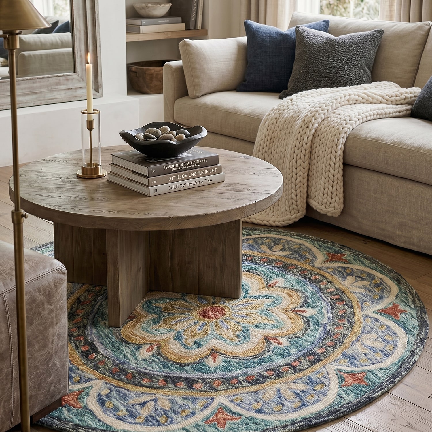 Daisy Aby Floral Hand Tufted Indoor Round Area Rug