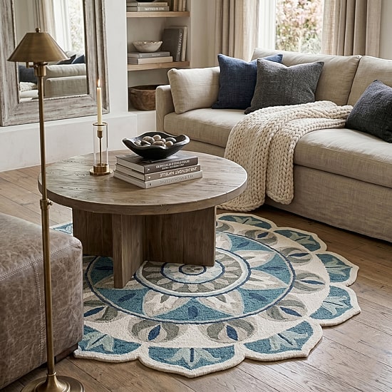 LR HOME Daisy Contemporary Indoor Round Area Rug