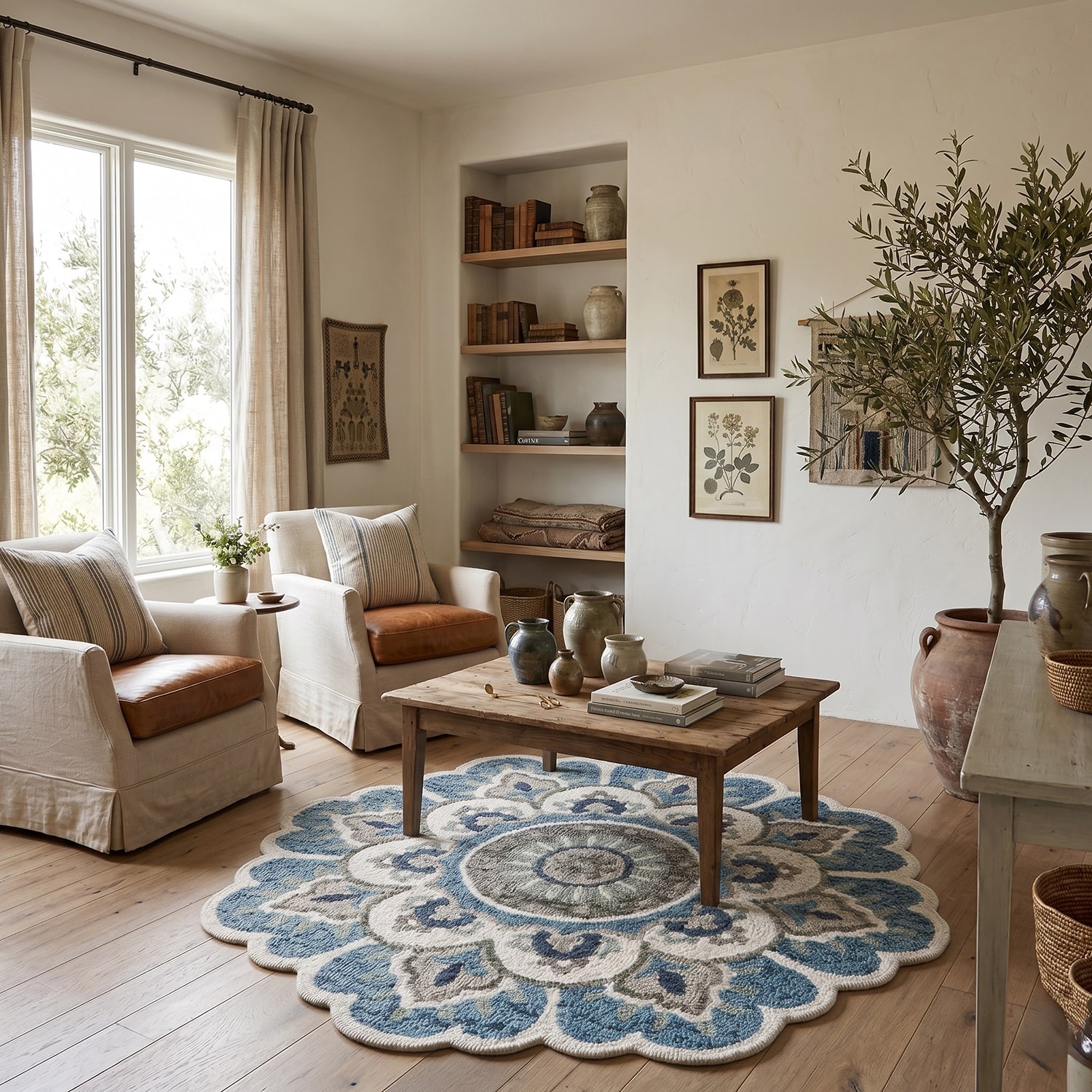 Daisy May Floral Hand Tufted Indoor Round Area Rug