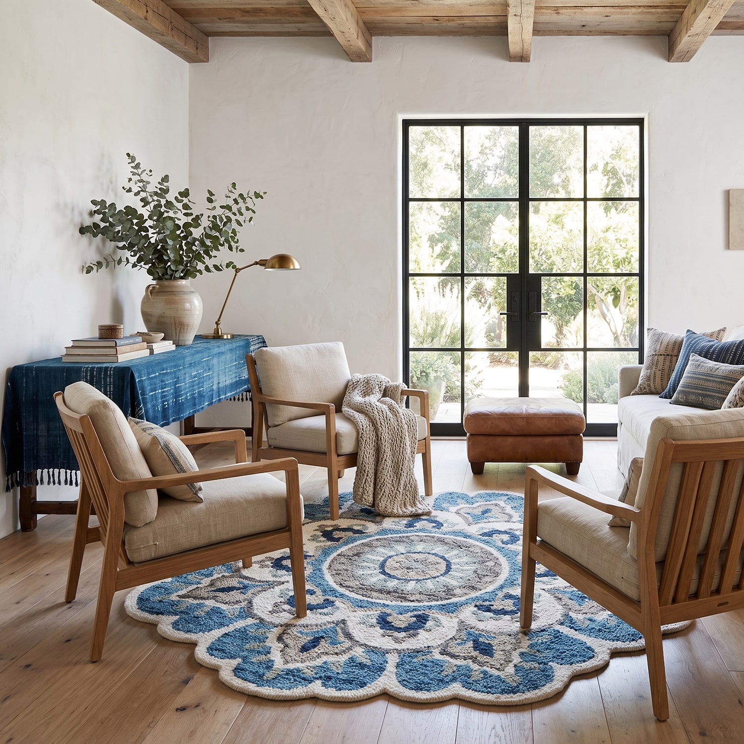 Daisy May Floral Hand Tufted Indoor Round Area Rug
