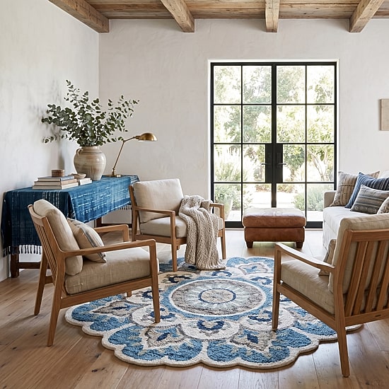 Daisy May Floral Hand Tufted Indoor Round Area Rug