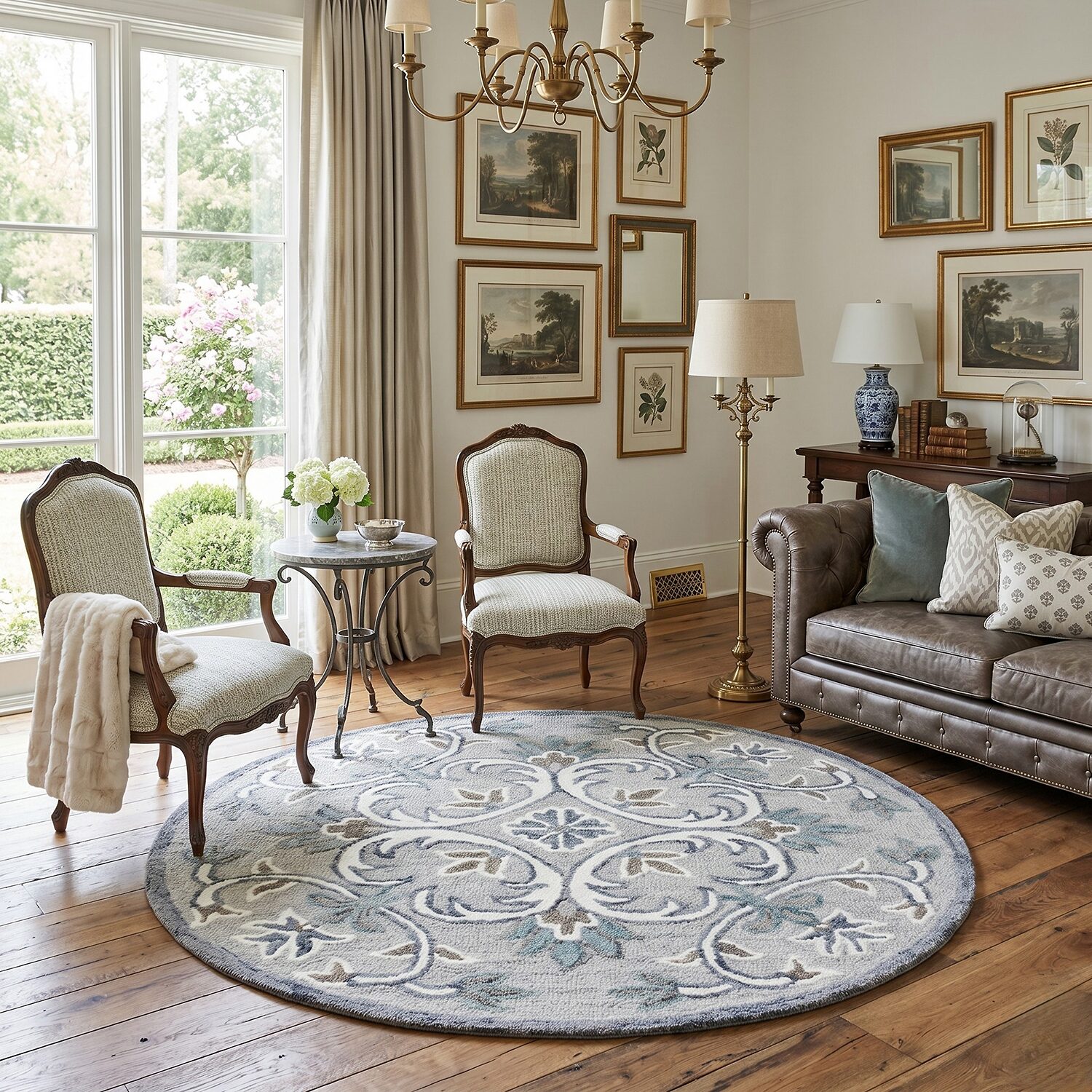 LR Home Sindy Floral Hand Tufted Indoor Round Area Rug