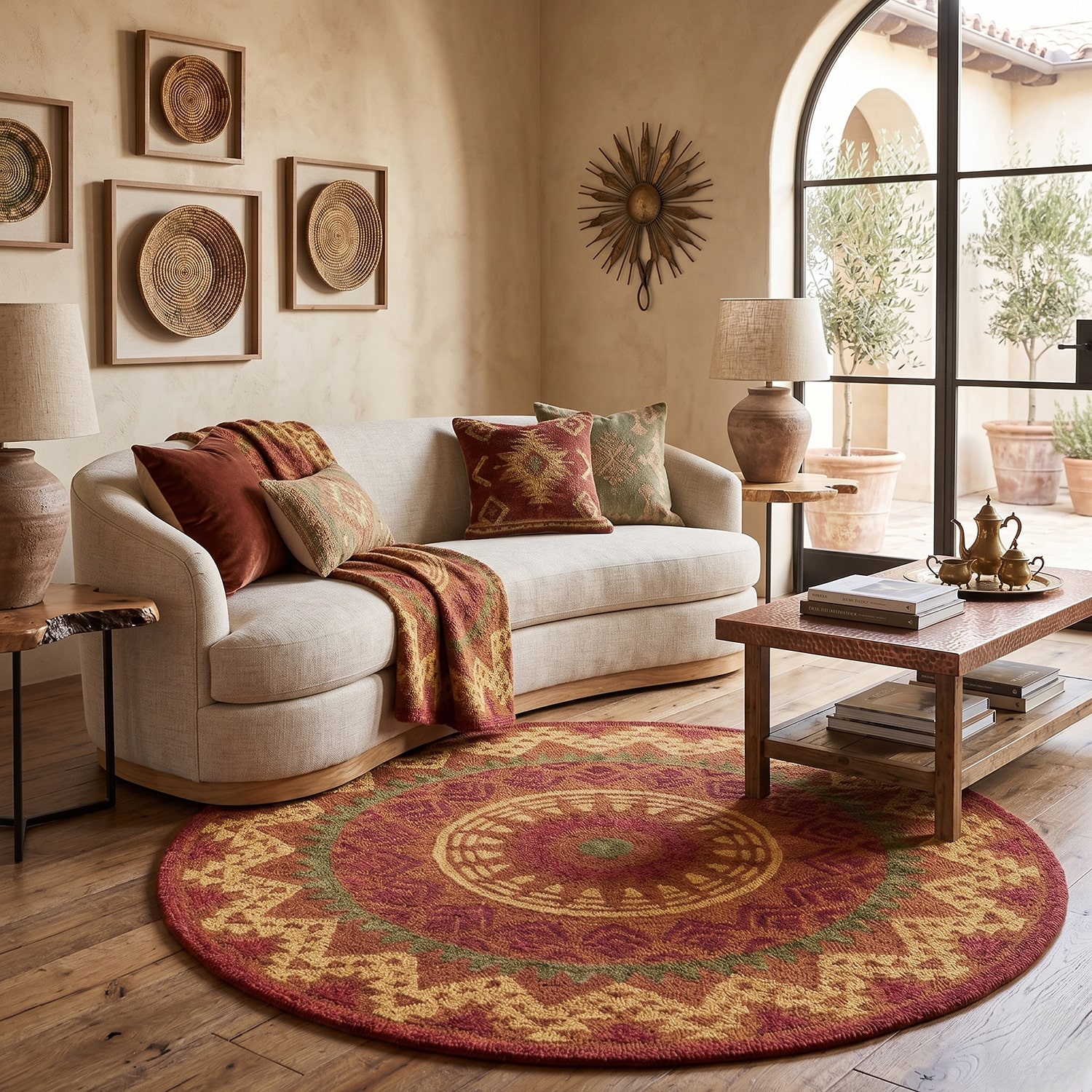 LR Home Daisy Medallion Hand Tufted Indoor Round Area Rug