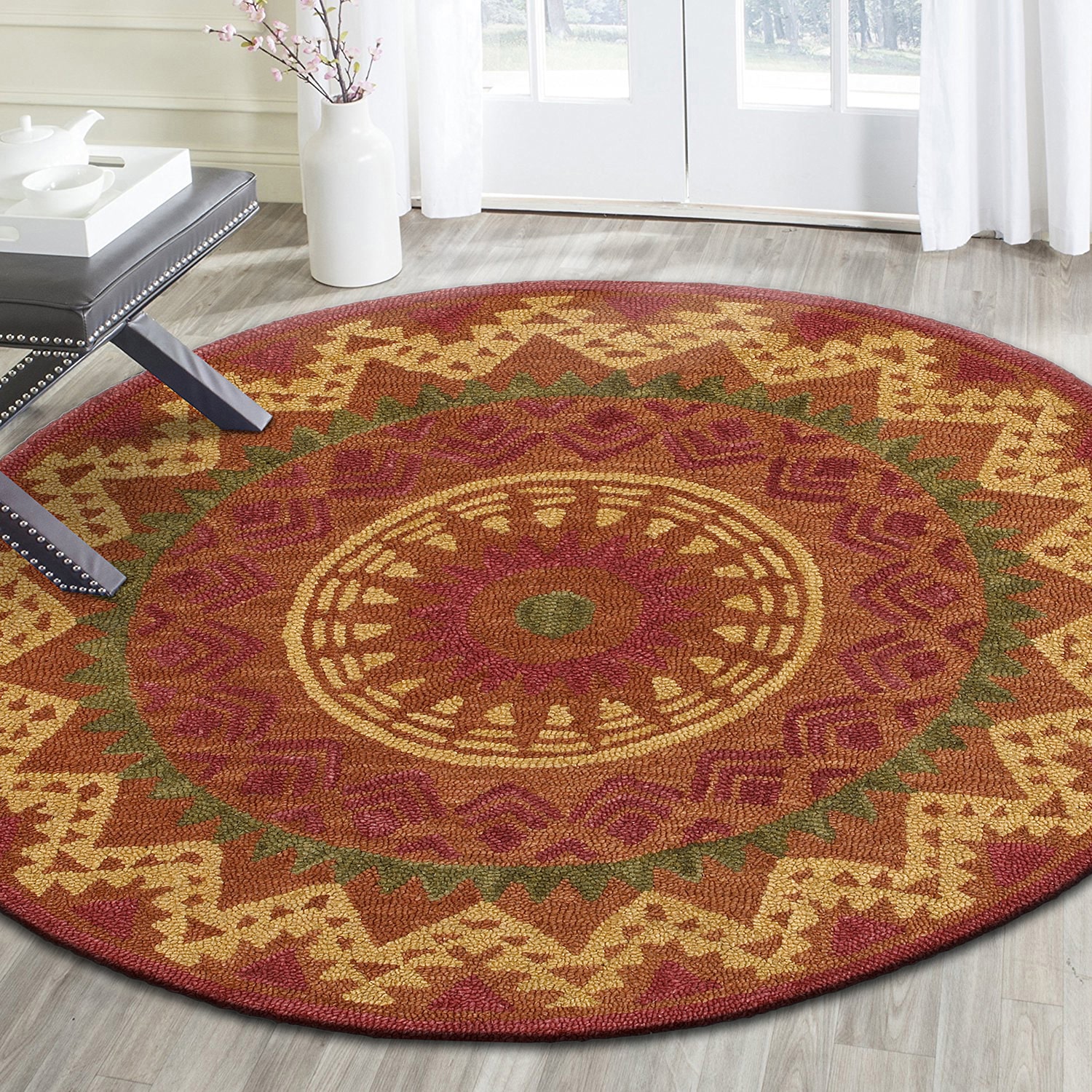 LR Home Daisy Medallion Hand Tufted Indoor Round Area Rug