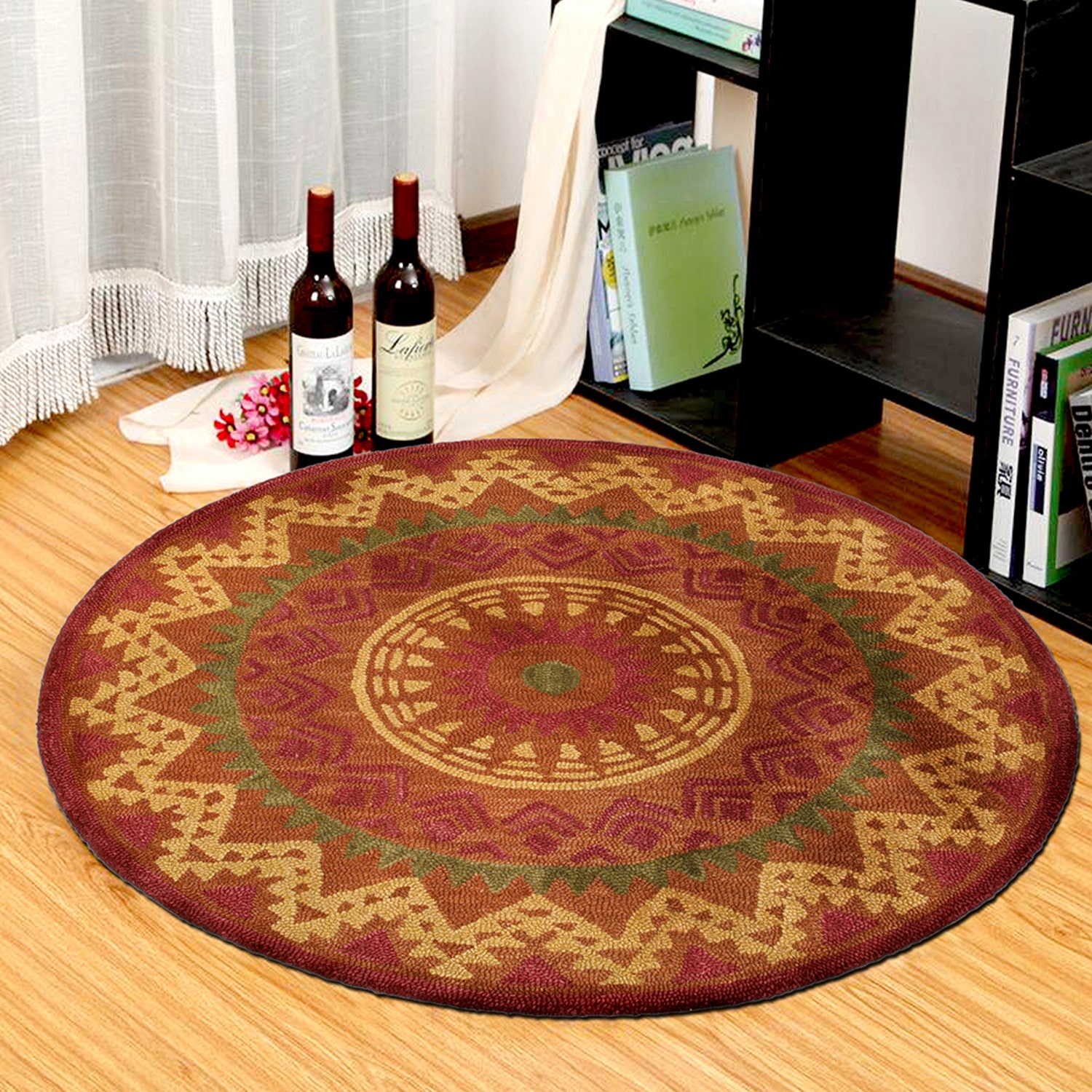 LR Home Daisy Medallion Hand Tufted Indoor Round Area Rug