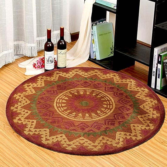 LR HOME Daisy Southwest Indoor Round Area Rug