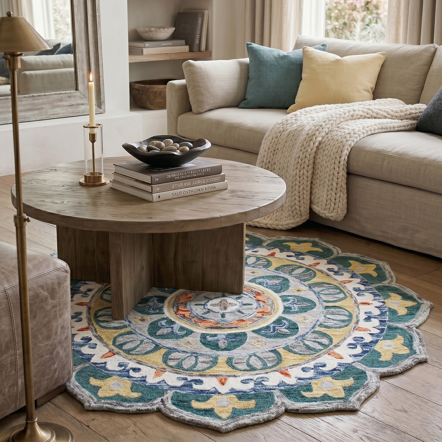 LR HOME Sindy Boho Indoor Round Area Rug