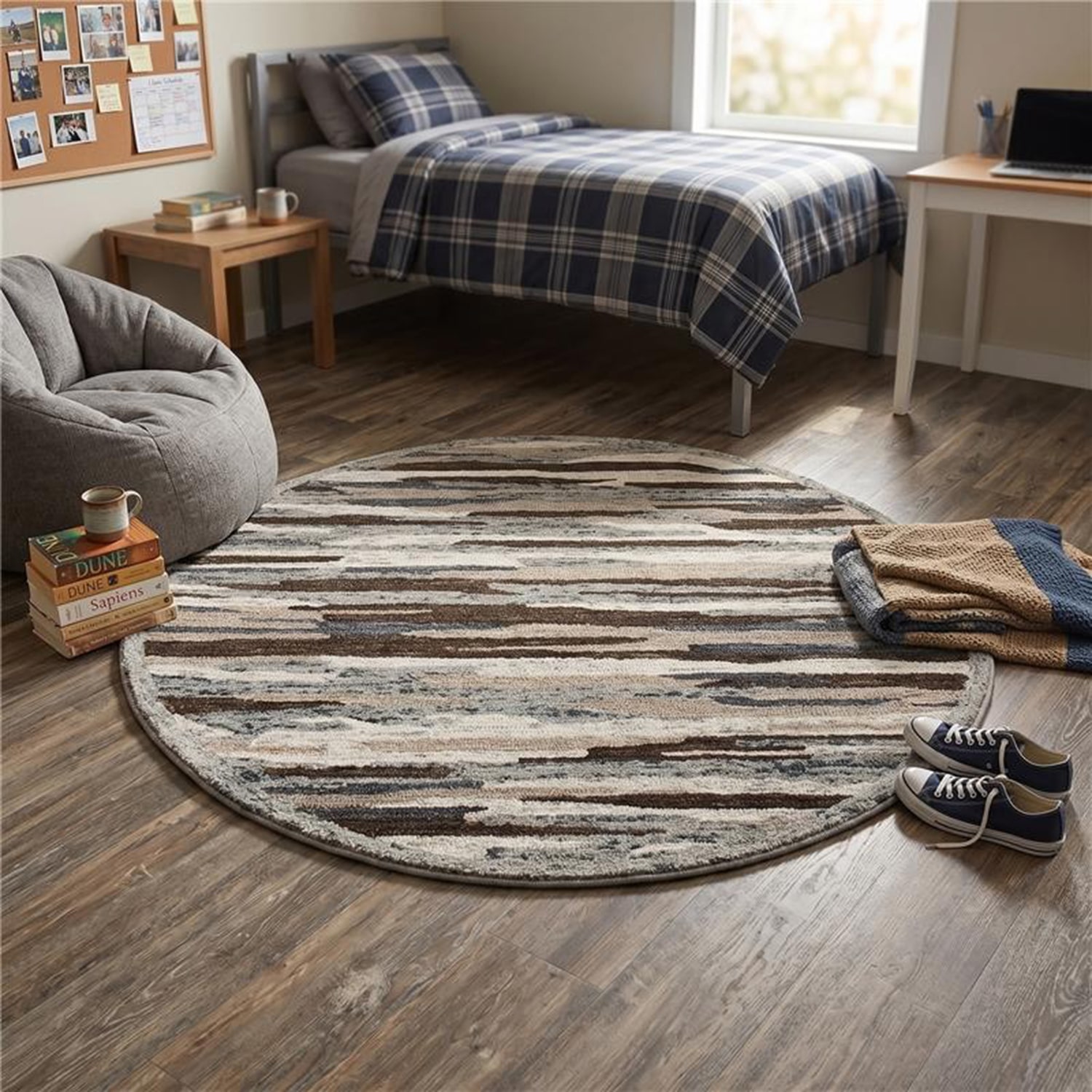 LR HOME Sindy Casual Indoor Round Area Rug