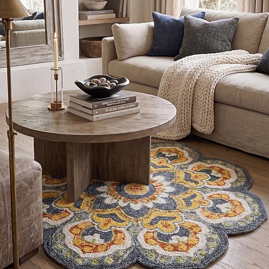 Daisy Bel Floral Hand Tufted Indoor Round Area Rug