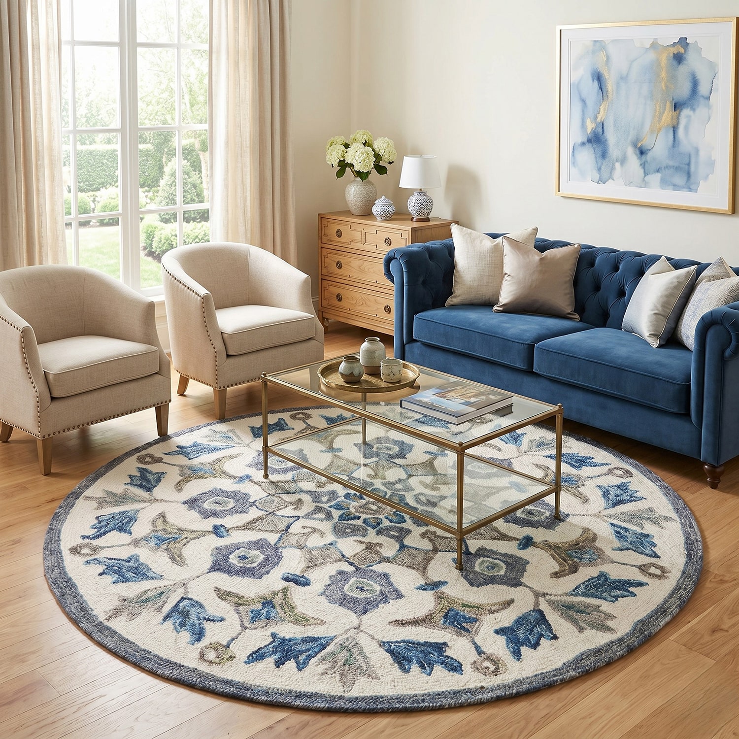 Daisy Ely Floral Hand Tufted Indoor Round Area Rug