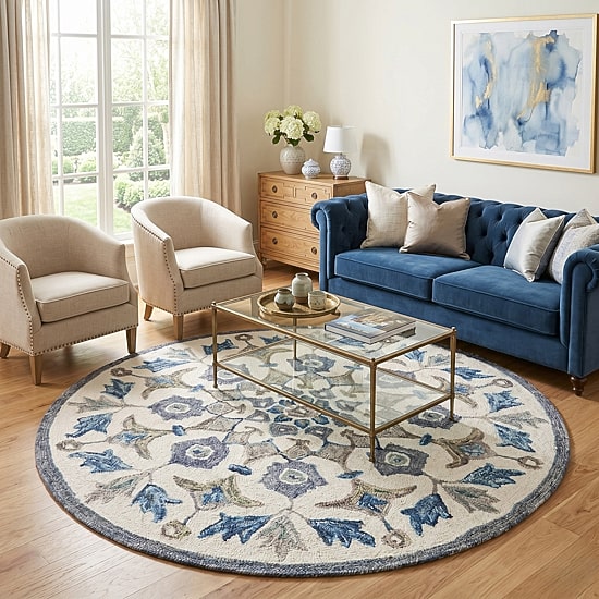Daisy Ely Floral Hand Tufted Indoor Round Area Rug